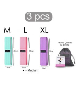 Loop Band Direnç Bandı Spor Egzersiz Aerobik Pilates Squat Lastiği Fitness Yoga 3 Lü Set