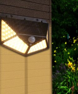 Gün Işığı Sarı Led Hareket Sensörlü Güneş Enerjili Led Aydınlatma Dış Mekan Bahçe 100 Led Li
