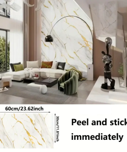 Vinil Beyaz Mermer Desenli Alüminyum Plastik Duvar Sticker