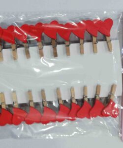 24'lü Kırmızı Kalpli Ahşap Mandal 3.5cm (24'lü Set-10 Paket)