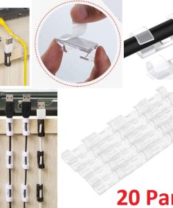 20'li Yapışkanlı Kablo Sabitleyici Şeffaf Klips