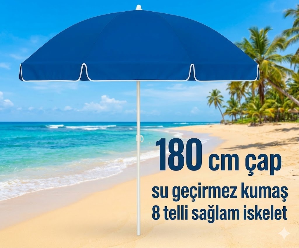 Plaj Şemsiyesi Sabit 180 cm - Görsel 2