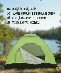 10 Kişilik Kolay Kurulumlu Kamp Çadırı (300x300x170)