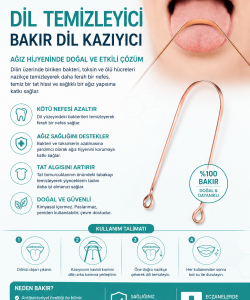 NORDMENDE Bakır Dil Temizleme Aparatı – Dil Temizleyici – Ağız Bakım Aparatı – Dil Kazıyıcı – Metal Dil Temizleme Ekipmanı