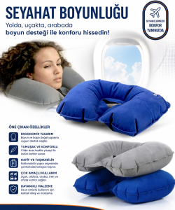 NORDMENDE Premium Seyahat Boyunluğu Uçak Otobüs Araç Ofis İçin Ergonomik Boyun Destek Yastığı