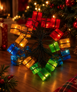 4 Metre 20 Led Pilli 2 Kademeli Hediye Kutusu Yılbaşı Ağacı Süsü Led Işık MZ-2